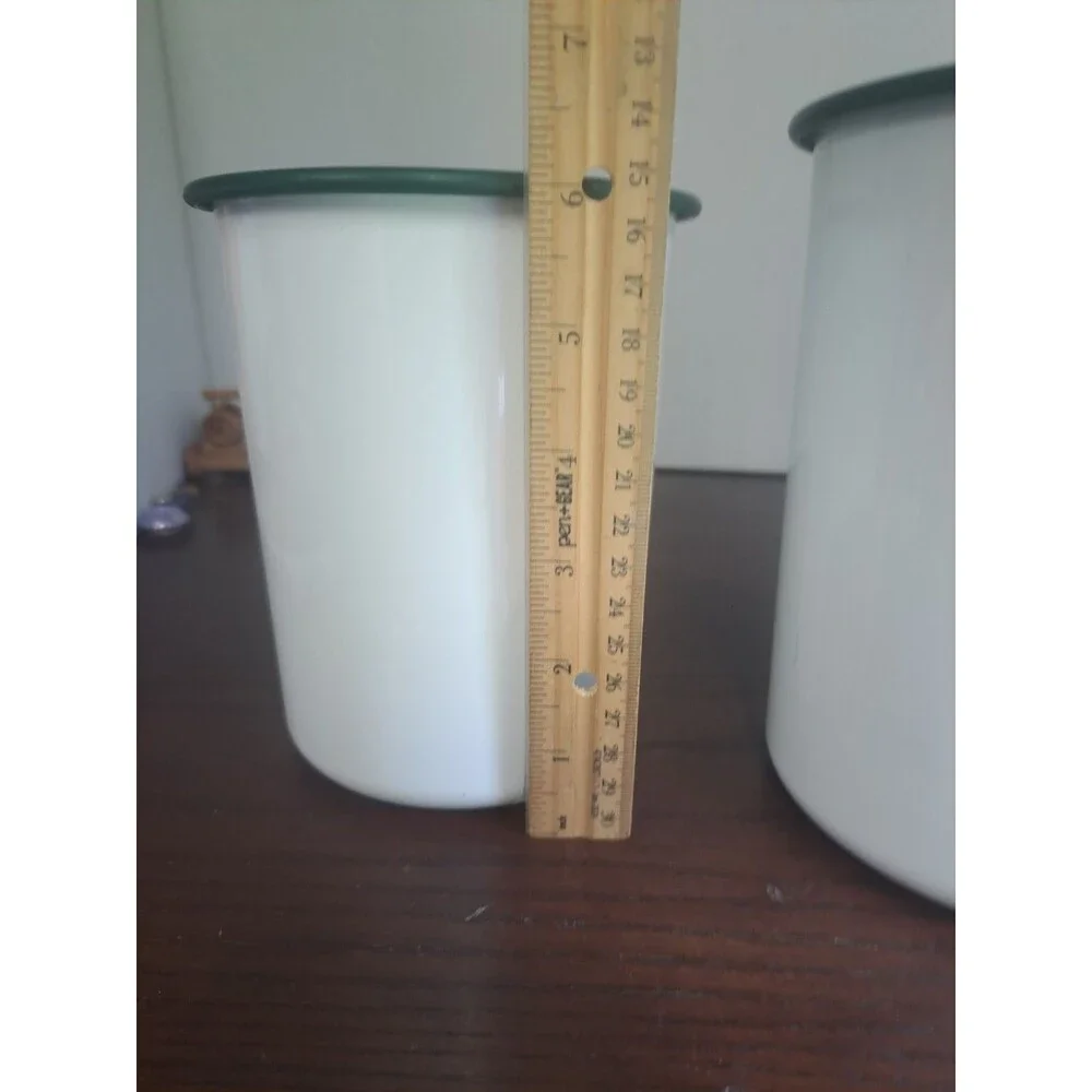 Vtg Set Of 2 Tupperware One Touch Cannisters With Veiwing Window White With...